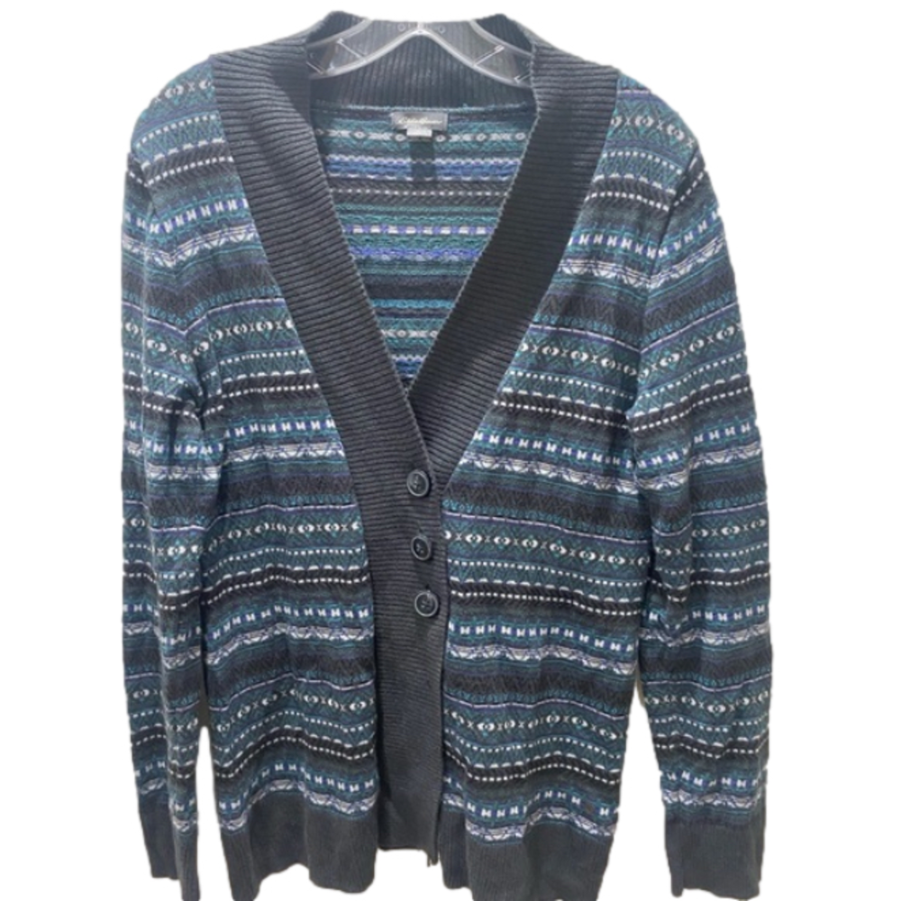 Eddie Bauer Semi Shawl Collar Three Button Cardigan Size Large‎